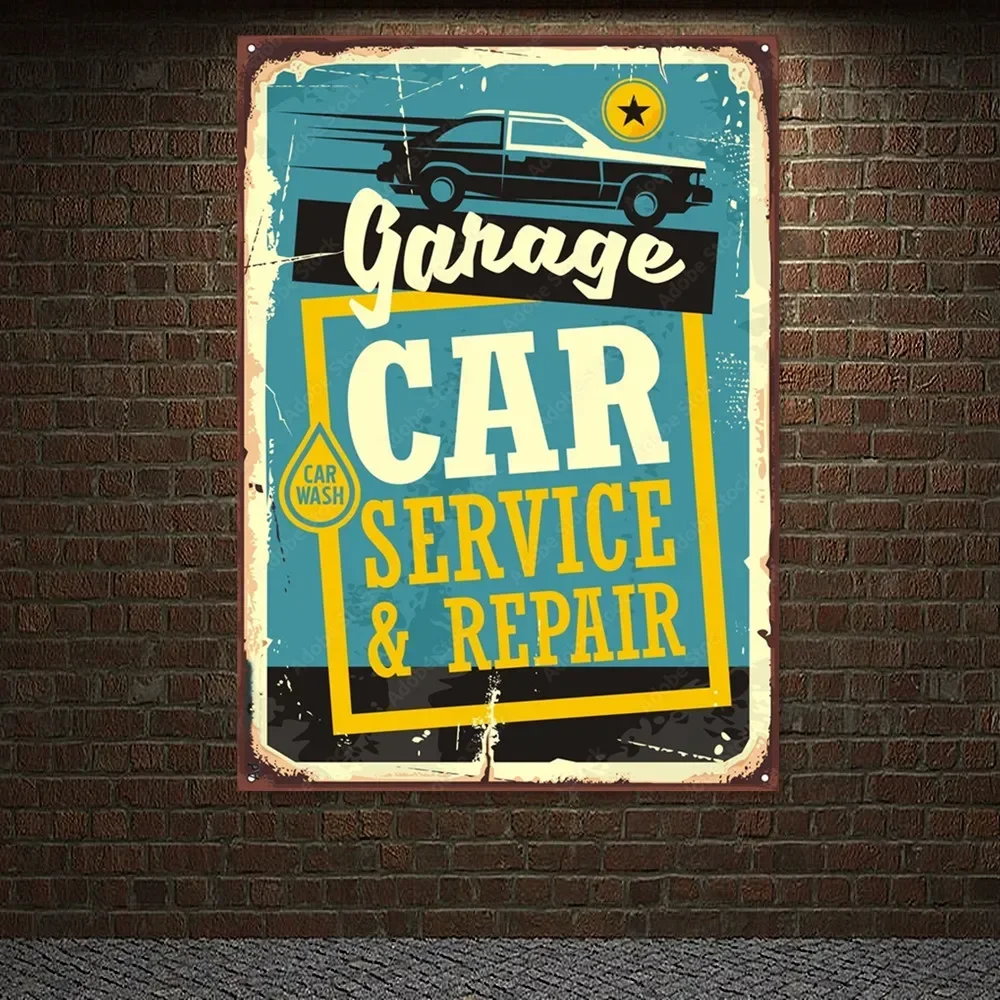 Auto Repair Shop Banners - Poster Vintage per Servizio e Riparazione