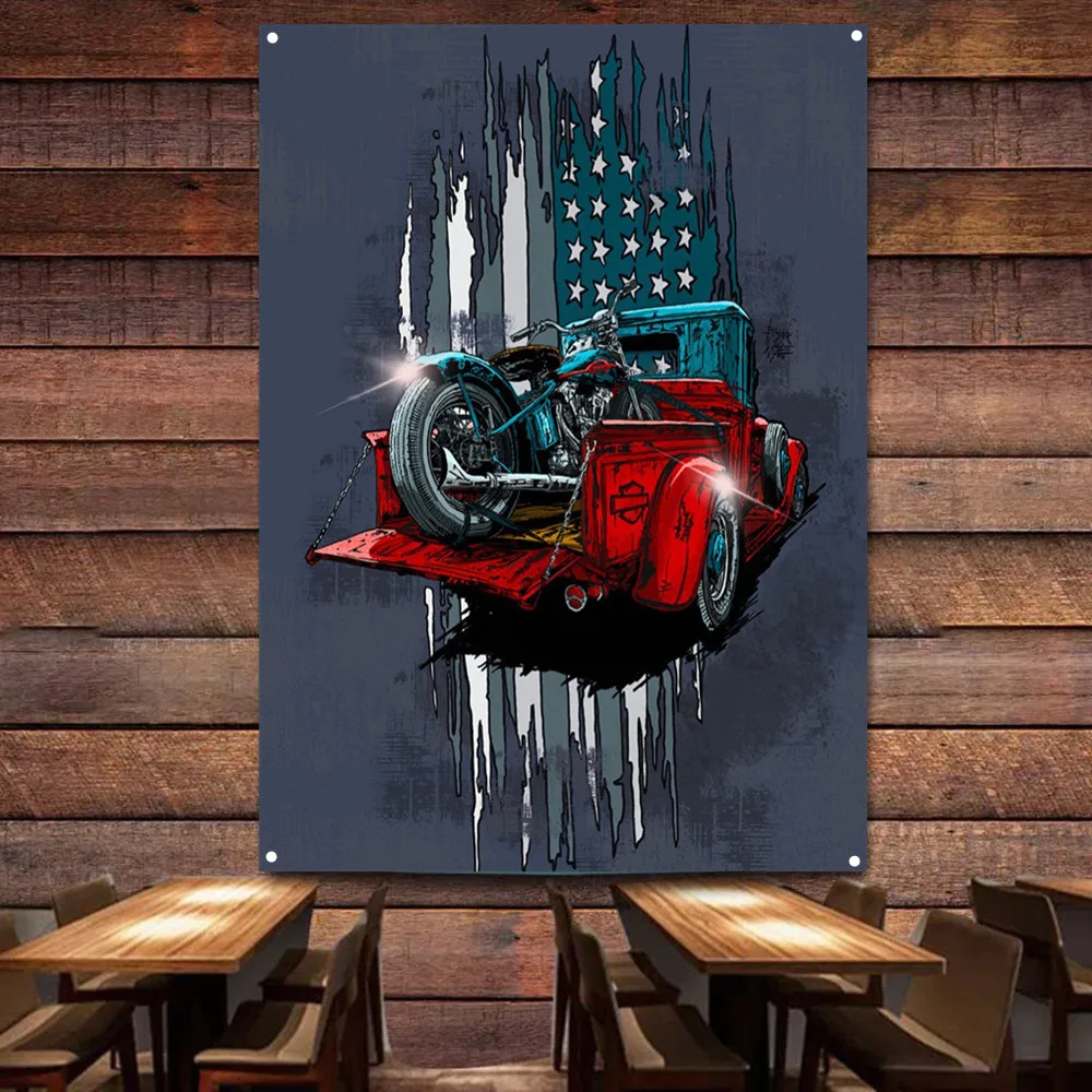 Moto su auto Art Poster Appeso - Auto Repair Shop Banners recensione e prezzo